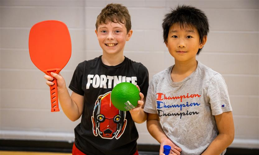 Students play in PE class